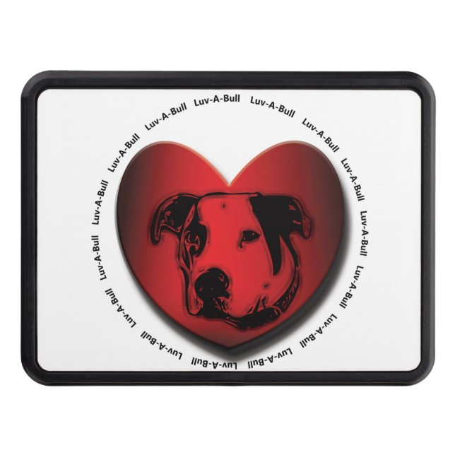 Luv-A-Bull American Bulldog Pit Bull Heart Trailer Hitch Cover (Front)