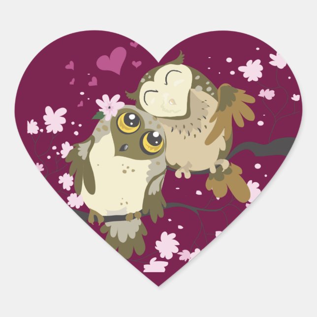 Luv Birds~owl heart stickers (Front)