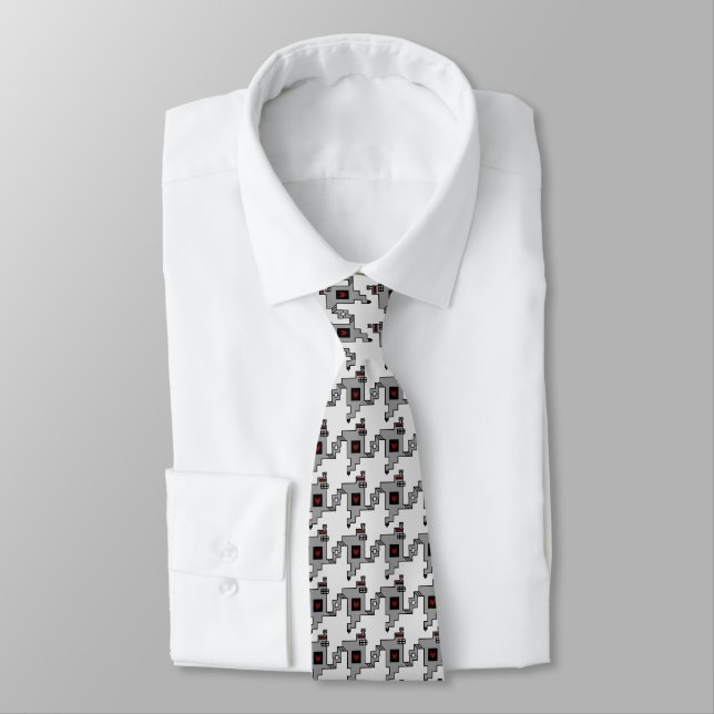 Luv Machine Robot Houndstooth Pattern Tie (Tied)