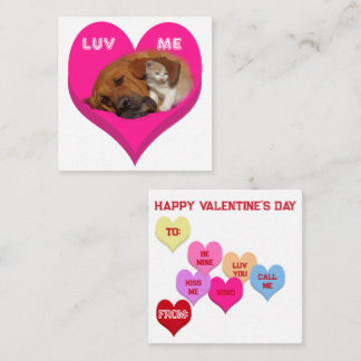 LUV ME Critters Conversation Hearts Valentine's Card
