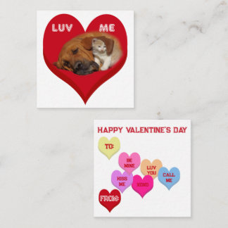 LUV ME Critters Conversation Hearts Valentine's Card