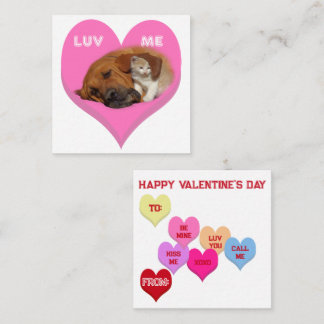 LUV ME Critters Conversation Hearts Valentine's Card