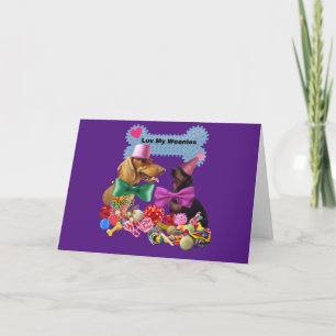 Luv My Weenies Matching Purple Greeting Card