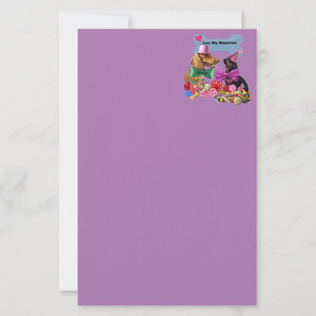 Luv My Weenies Purple Stationery (Front)