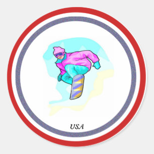 Luv to Snowboard - Classic Round Sticker