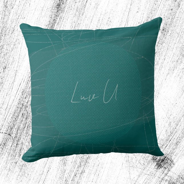 Luv U - Green Trendy Modern Scribbled Lines Throw Pillow (Luv U - Green Trendy Modern Scribbled Lines Throw Pillow ©Susanne Sachers - Sunny Mind Design)