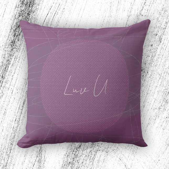 Luv U - Violet Trendy Modern Scribbled Lines Throw Pillow (Luv U - Violet Trendy Modern Scribbled Lines Throw Pillow ©Susanne Sachers - Sunny Mind Design)