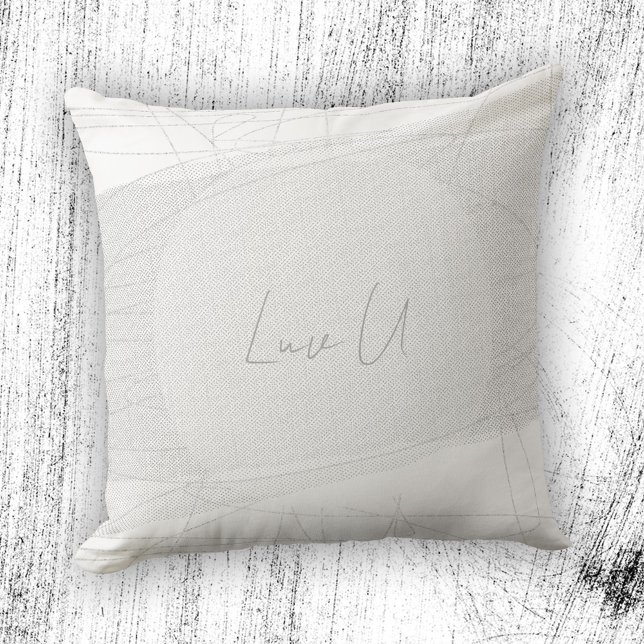 Luv U - White Trendy Modern Scribbled Lines Throw Pillow (Luv U - White Trendy Modern Scribbled Lines Throw Pillow ©Susanne Sachers - Sunny Mind)