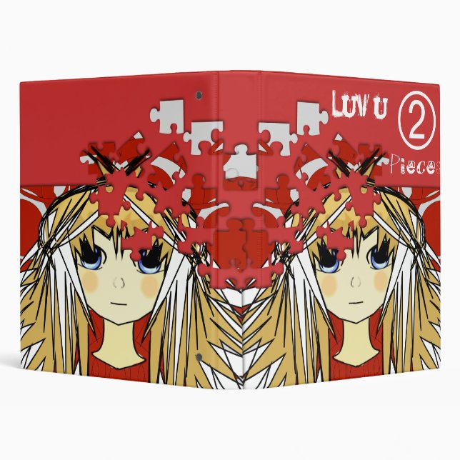 Luv You 2 Pieces Cute Anime Girls Binder (Background)