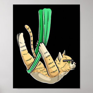 Luvaerialmal Aerial Cat Yoga , Small, Black Poster