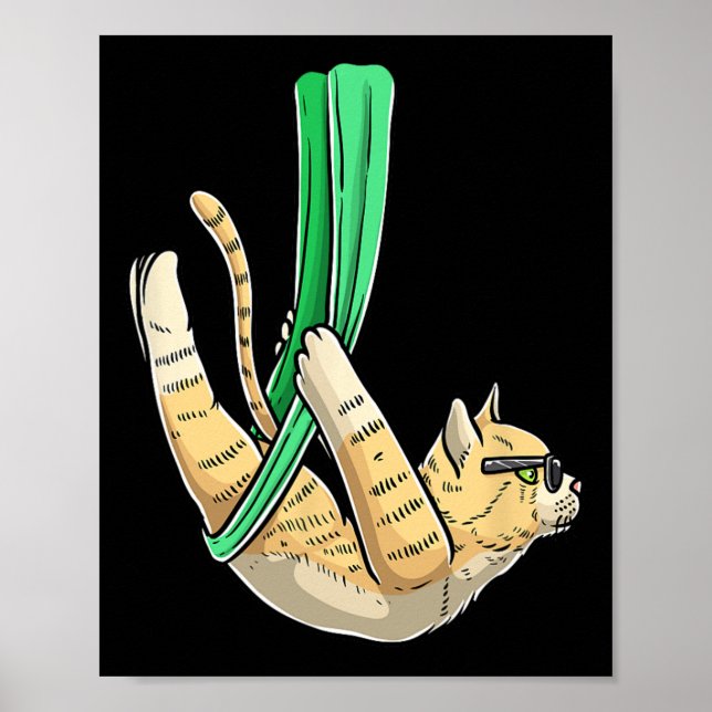 Luvaerialmal Aerial Cat Yoga , Small, Black  Poster (Front)