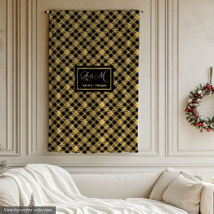 Lux Chequered Blanket Black Gold Outdoor Gift Idea