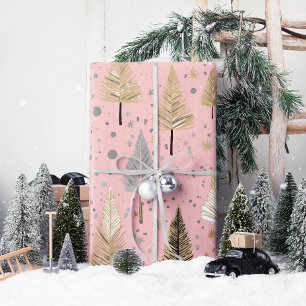 Lux Christmas Gold on Pink Wrapping Paper