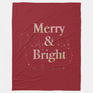 Lux Christmas Merry & Bright on Red Fleece Blanket