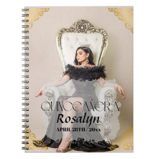 Lux Elegant Photo Quinceanera Gold Notebook