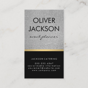 Lux Executive / Glitter Black / Gold Bar Trim Business Card
