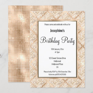 LUX GÉOMÉTRIQUE CHAMPAGNE ANNIVERSAIRE INVITATION