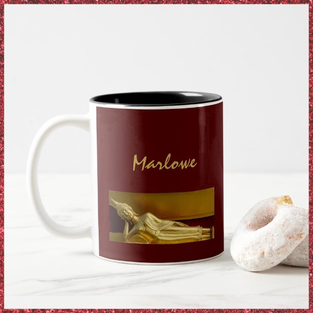 Lux Gold and Dark Red Reclining Buddha Two-Tone Coffee Mug (Creator Uploaded)