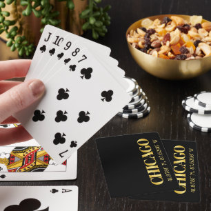 Lux Gold Chicago Latitude & Longitude  Playing Cards