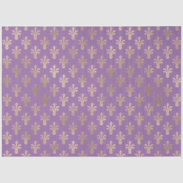Lux Gold Fleur de Lis and Amethyst  Tissue Paper (Front)