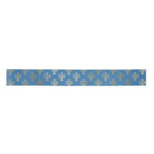 Lux Gold Fleur de Lis and French Blue  Satin Ribbon