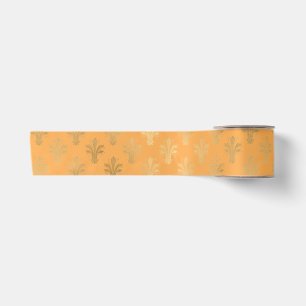 Lux Gold Fleur de Lis and Marigold Satin Ribbon