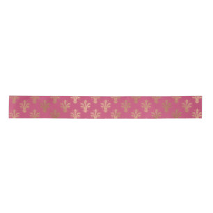 Lux Gold Fleur de Lis and Raspberry Sorbet  Satin Ribbon