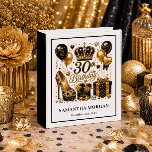 Lux Gold Glitter Black And Gold 30th Birthday Bind Binder