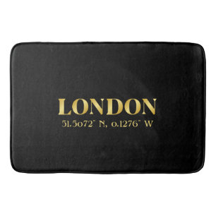 Lux Gold London Latitude & Longitude  Bath Mat