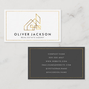 Lux Gold Real Estate House Gold Border Business Card