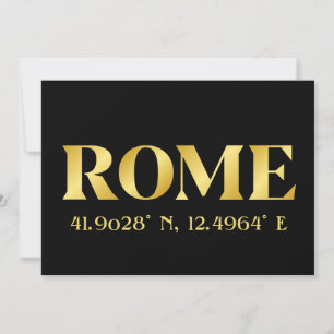 Lux Gold Rome Latitude & Longitude Greeting Card