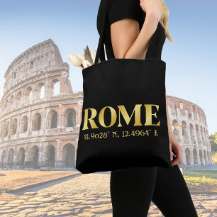 Lux Gold Rome Latitude & Longitude  Tote Bag