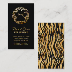 Lux Gold Tiger Print Paw Pet Service Business Card