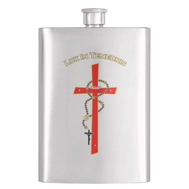 Lux in Tenebris -01 Hip Flask (Front)