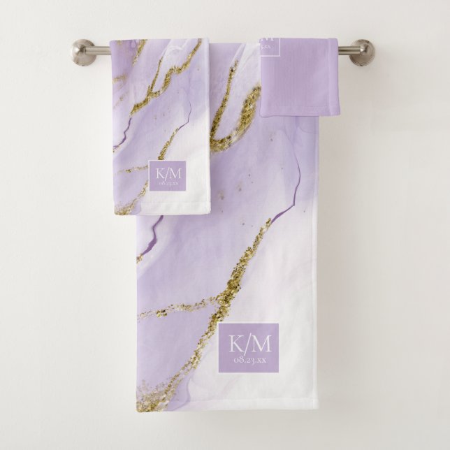 Lux Ink Lavender Abstract ID990 Bath Towel Set (Insitu)