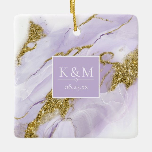 Lux Ink Lavender Abstract ID990 Ceramic Ornament (Front)