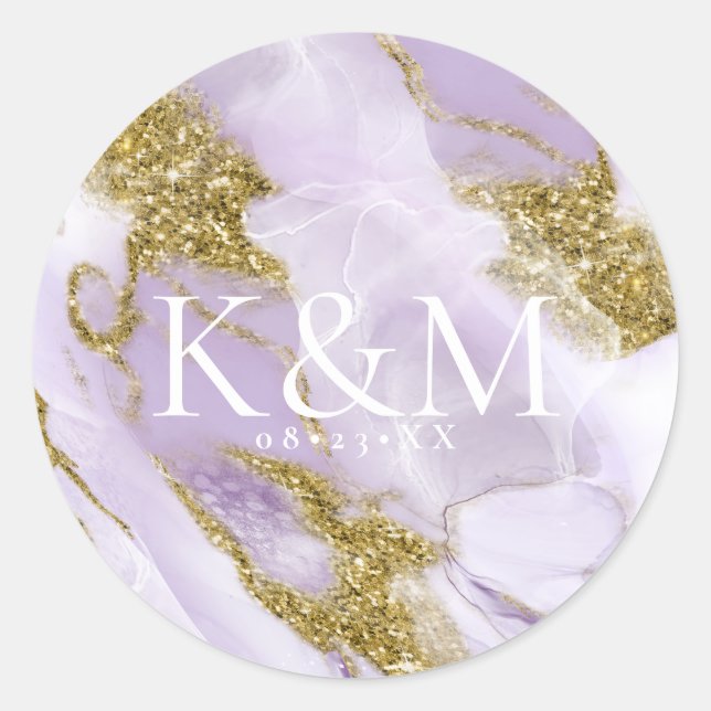 Lux Ink Lavender Abstract ID990 Classic Round Sticker (Front)