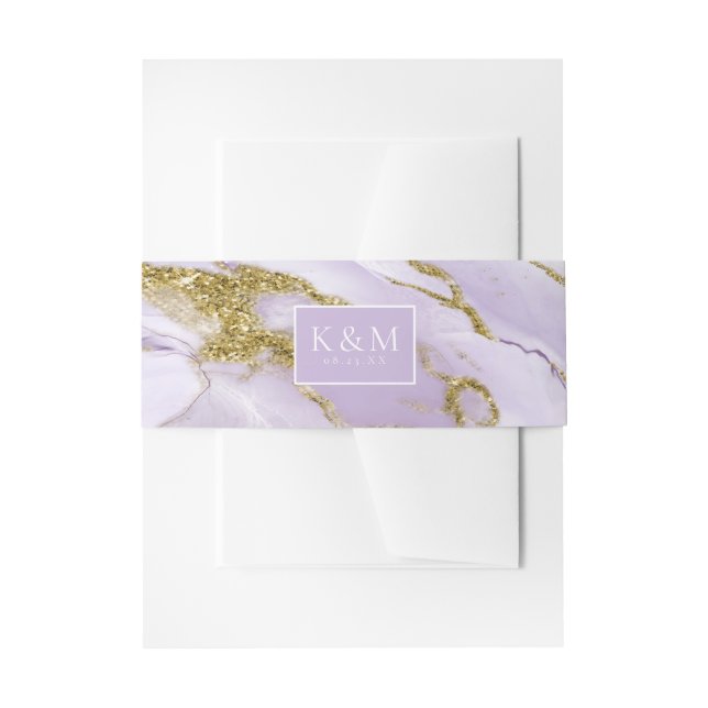 Lux Ink Lavender Abstract ID990 Invitation Belly Band (Front Example)