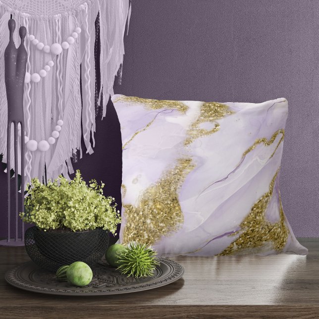 Lux Ink Lavender Abstract ID990 Throw Pillow (Creator Uploaded)