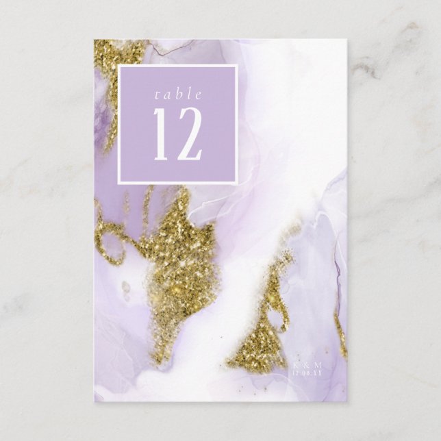 Lux Ink Lavender Abstract Table Number ID990 (Front)