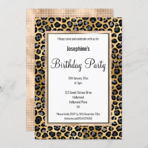 LUX LEOPARD CHAMPAGNE BIRTHDAY INVITATION