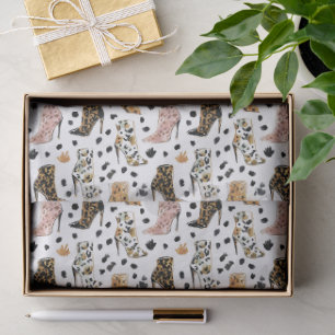 Lux Leopard Print High Heel Boots Fashion Pattern Tissue Paper