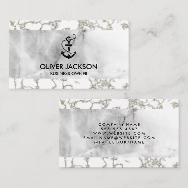Lux Marble | Anchor Icon Business Card (Front/Back)