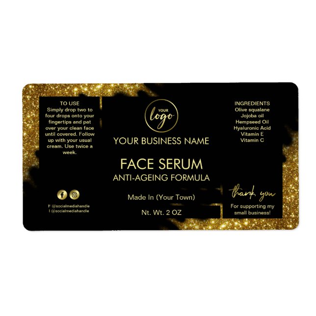 Lux Parties scintillant Black Gold Cheveux Face Ét (Devant)