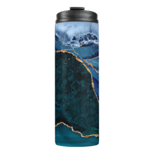 Lux Peacock Agate & Gold  Thermal Tumbler