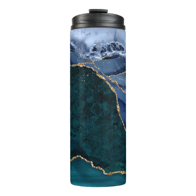 Lux Peacock Agate & Gold  Thermal Tumbler (Front)