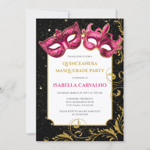 Lux Quinceañera Masquerade Party Invitation