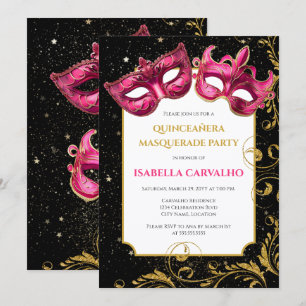 Lux Quinceañera Masquerade Party Invitation