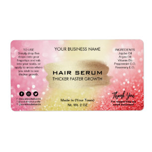 Lux Shimmer Pink Gold Red Hair Serum Labels