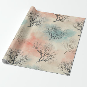 Lux Watercolor Coastal Coral & Ocean Waves (5) Wrapping Paper
